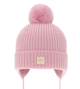 Czapka zimowa dla dziewczynki, 100% wełniana merino, podszewka merino, Vahana, jasnoróżowa, 40-42 cm
