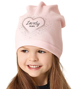 Czapka dla dziewczynki, wiosenna-jesienna, różowa, Glittan,  48-50 cm