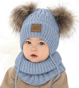 Zimowa czapka i komin dla chłopca, Goodeve, niebieski, 48-51 cm
