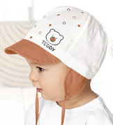 Czapka na lato dla chłopca, wiązana, Ergama, biały + miedziany, 40-42 cm