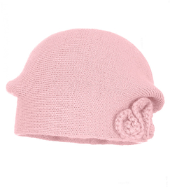 Czapka zimowa damska, beret pieczarka, Tesoni v.3, pudrowy róż, 55-57 cm