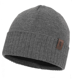 Męska czapka, wełna merino, podszewka polar, Gohan, szara (09), 55-60cm