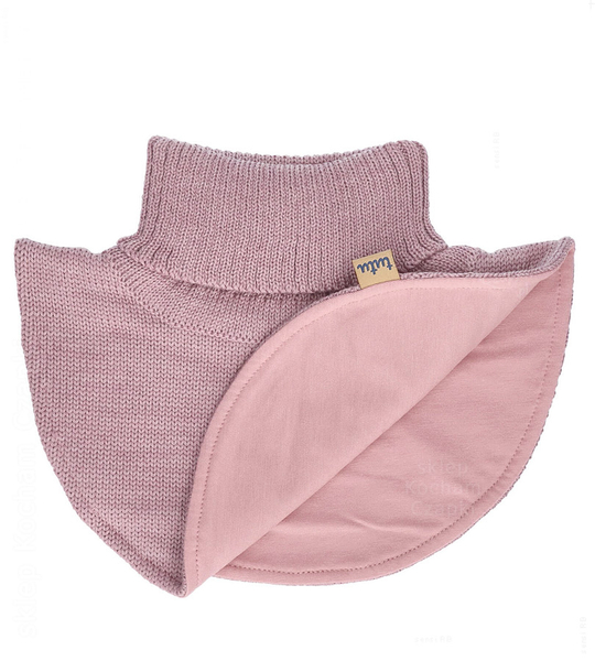 Komin merino dla dziewczynki, golfik, wrzosowy róż, 3-6 lat