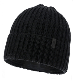 Czapka zimowa męska, z wełną merino i polarem, Ryttol, czarny, 56-58 cm