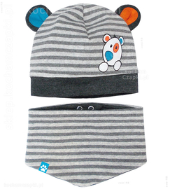 Czapka i chustka/komin, komplet dla niemowlaka, dla chłopczyka, Breno, 38-42 cm