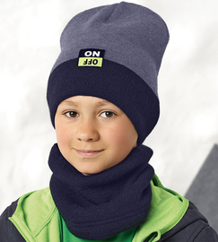 Młodzieżowa czapka i komin na zimę Bergno, granatowy, 55-58 cm