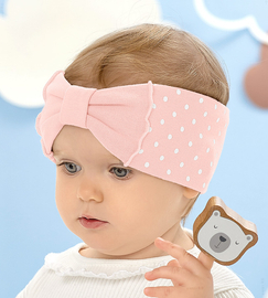 Opaska dla dziewczynki na głowę, bawełniana, Lauren, pudrowy róż,  46-50 cm