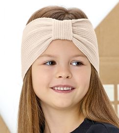 Opaska dzianinowa na głowę dla dziewczynki, Malode, beżowa, obw. 48-50 cm