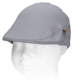 Kaszkiet dla chłopca, z muślinu, szary, Tomek, rozm. 46-48 cm