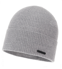 Czapka męska, wiosenna/jesienna, wełna merino, Ellfur, szary, 55-57 cm