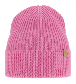 Czapka zimowa damska, wełna merino, Lisja, różowy, 55-58 cm