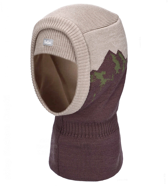  Kominiarka zimowa z wełny merino dla chłopca, Kinstan, brązowa, 48-52 cm 
