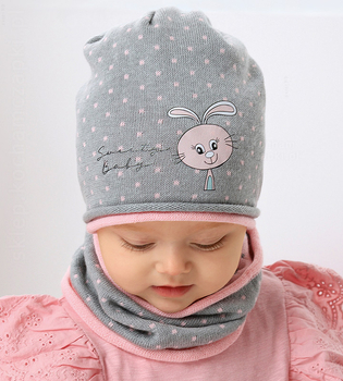 Komplet dla dziewczynki, czapka i komin, na wiosnę/jesień, Juvinia, rozm. 45-48cm