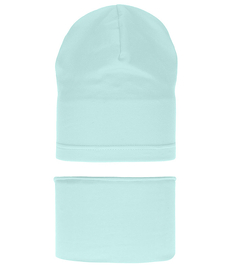 Komplet wiosenny-jesienny, dla dziewczynki, czapka i komin, miętowy, Zahelka, 52-55 cm