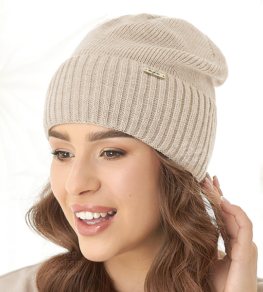 Czapka damska, zimowa, Doana, jasny beż, 56-59 cm