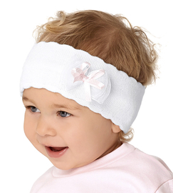 Opaska dla niemowlaka na głowę, dziewczynka, dzianinowa, biała,  40-42 cm cm