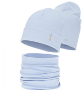Czapka i komin dla chłopca, jesienny/wiosenny komplet, bawełniany, Sudier, błękitny, 52-54 cm