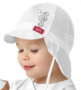 Czapka chłopięca na lato z muślinu i bawełny ażurowej, Kidiain, biała, 44-46 cm