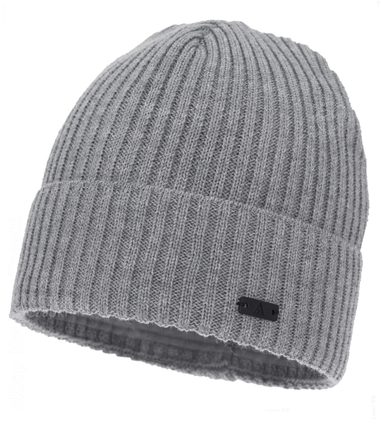 Czapka zimowa męska, z wełną merino, Fojjer, szary (03), 56-59 cm