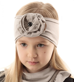 Opaska dla dziewczynki, na głowę, beżowa, 3263, obw. 47-49 cm