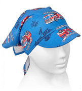 Chustka z daszkiem dla chłopca, wiązana na lato, AM-05, niebieska /straż pożarna, 45-48 cm