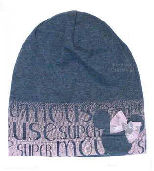 Czapka smerfetka wiosenna/ jesienna dla dziewczyni, bawełniana Super Mouse, 48-50 cm