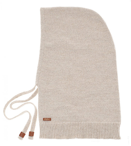 Komin z kapturem damski, kominiarka/kaptur zimowy, Beliza, merino 17%, kremowa, 55-62 cm