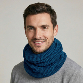 Komin na szyję do obwijania, męski model 505, niebieski