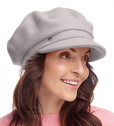 Czarny kaszkiet damski zimowy, wełniany, Werona, szary jasny, 55-58 cm