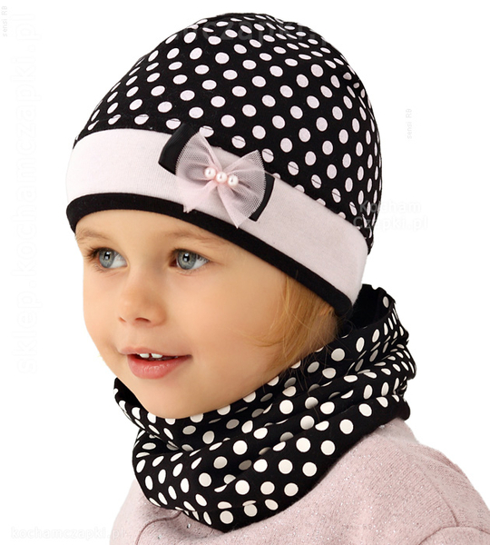 Czapka dziewczęca i komin, komplet wiosenny/ jesienny, Ariana, rozm. 46-48 cm