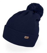 Czapka merino, z pomponem, Mjaia, granatowa,  48-54 cm