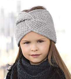 Opaska dla dziewczynki na głowę, zimowa podszyta polarem, Ennadai, szary, 52-56 cm