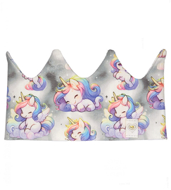 Opaska dla dziewczynki, korona z jednorożcami, na głowę/uszy, Tilmio, szara, 46-50 cm