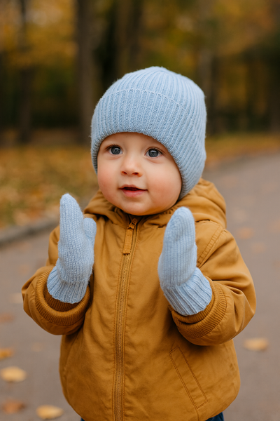 Rękawiczki zimowe z wełną merino dla chłopczyka, niebieskie, rozm. 9-18 m-cy