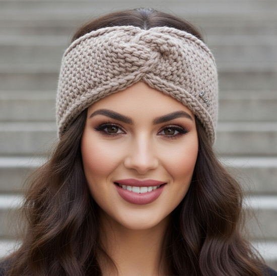 Opaska na głowę damska, beżowa ciemna (4), Lovia, rozm. 57-60 cm