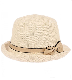 Kapelusz damski na lato, z małym rondem, Lusyna, ecru, 55-57 cm