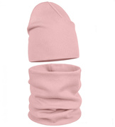 Czapka i komin damski, komplet jesienny/wiosenny, Trinida, prążek, różowy, 55-57 cm