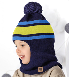Czapka, kominiarka dla chłopca, zimowa, Cabras, granat/limonka, 46-50 cm