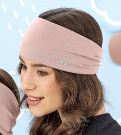 Opaska damska na głowę, bawełniana, Sintia, brudny róż , 55-57