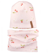Czapka i komin, wiosenny komplet dla dziewczynki, różowy - czeresienki, 46-49 cm