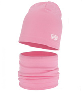 Komplet wiosenny-jesienny, dla dziewczynki, czapka i komin, Zriffia, różowy (06), 52-54 cm