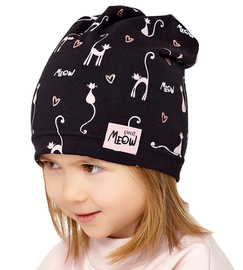 Czapka wiosenna - jesienna, dla dziewczynki, czarna, Vinea, 48-50 cm