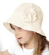 Kapelusz muślinowy dla dziewczynki na lato – 100% bawełna, Beien, kremowy, 47-49 cm
