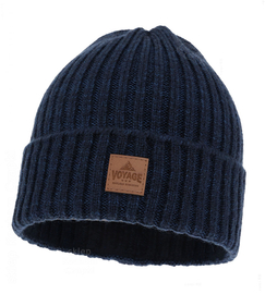 Czapka zimowa męska, z wełną merino 34%, Nebet, granatowy melanż (08), 56-60 cm