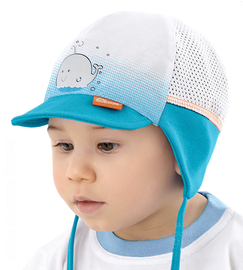 Czapka niemowlęca na lato Balene rozm. 37-39 cm, biały + turkus