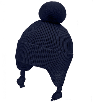 Czapka merino, dla dziecka, prążek, Varma, granatowa, 42-46 cm