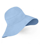 Kapelusz damski z dużym rondem, lniany na lato, S22-05, niebieski (2) (80% len) , 55-56 cm