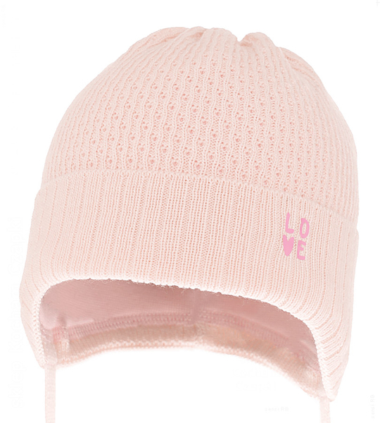 Czapka wiązana da dziewczynki wiosenna / jesienna, Madilla, różowa, 38-40 cm