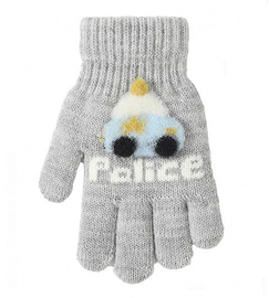 Rękawiczki dla chłopca, POLICE, R230, szare,  rozm. 5-8 lat