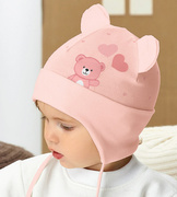 Czapka wiosenna/jesienna dla dziewczynki, pudrowy róż, Petitos v1, 42-45 cm